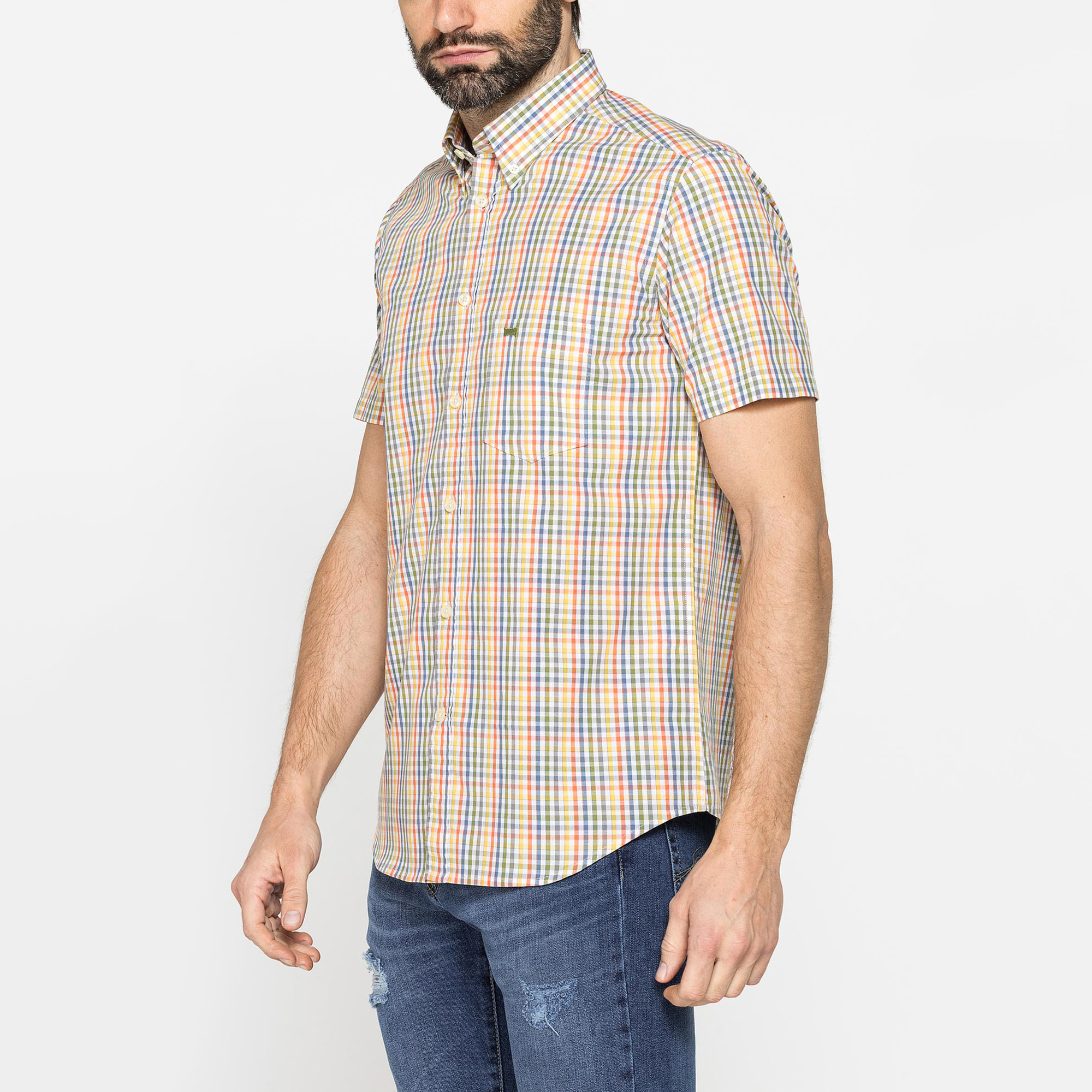 CAMICIA A MANICA CORTA IN COTONE CON FANTASIA