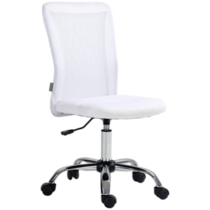 Vinsetto Chaise de bureau ergonomique hauteur réglable piètement chromé pivotant 360° revêtement blanc