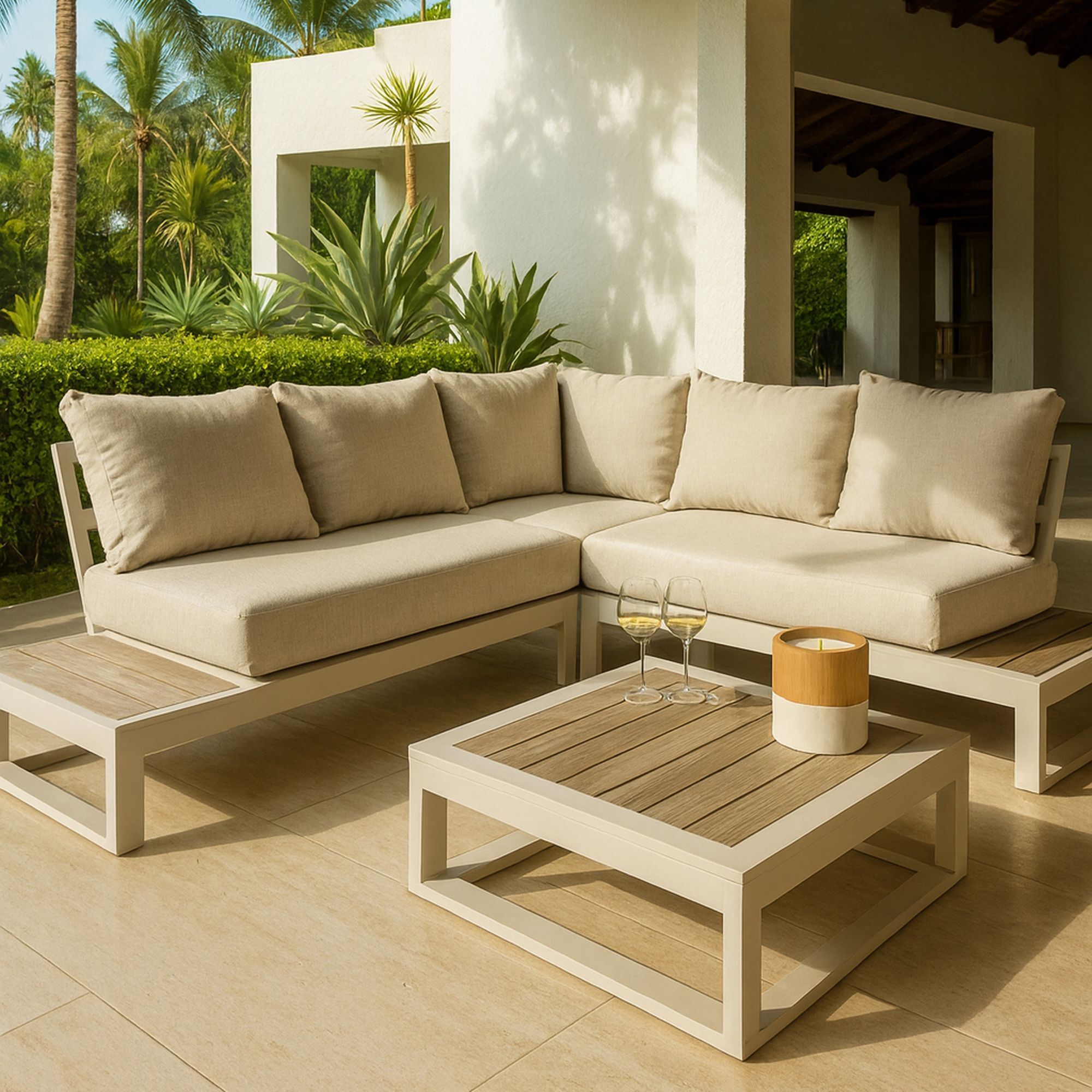 Salon de jardin 6 places en aluminium beige  RIVA BELLA