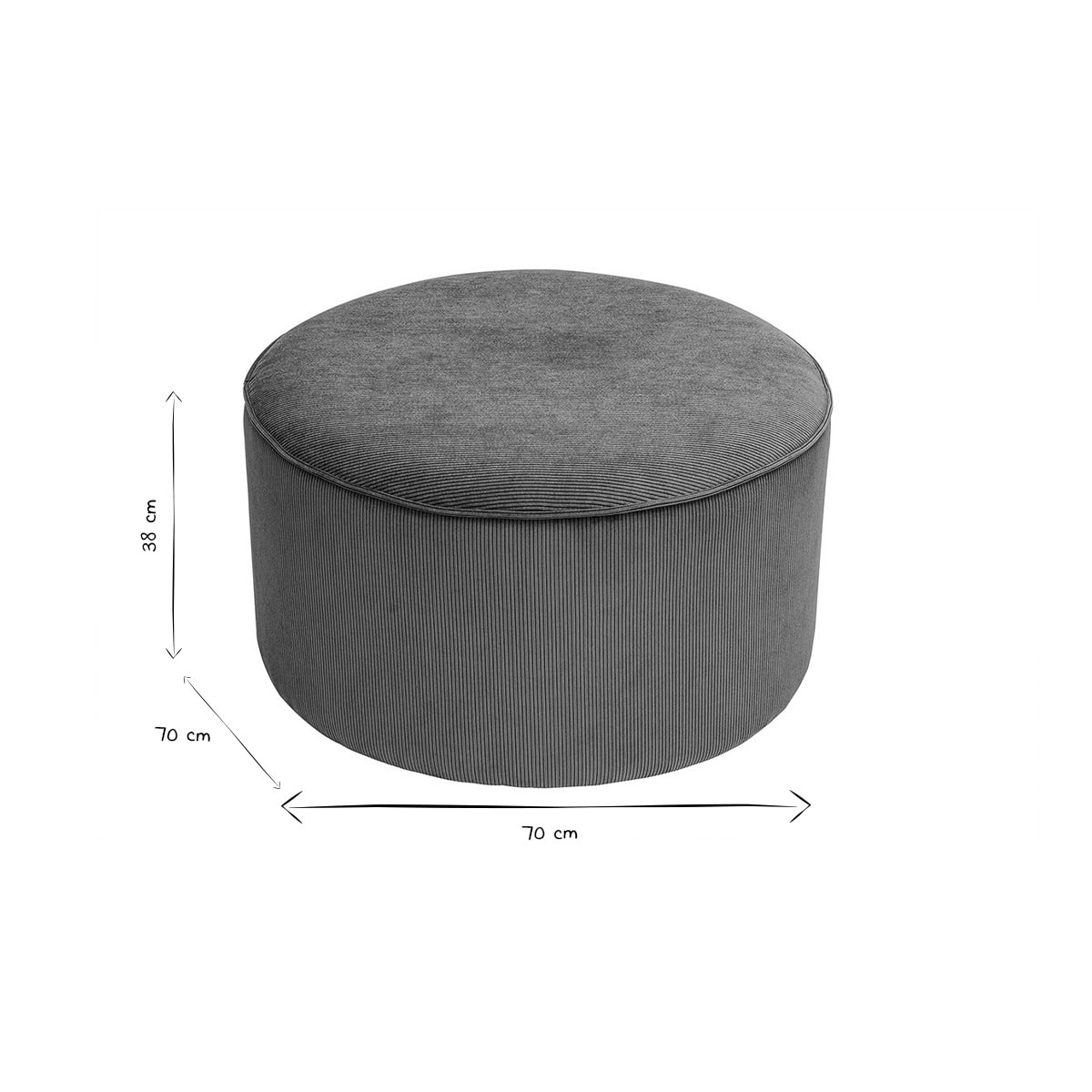 Pouf rond en velours côtelé terre brûlée D70 cm PAUL