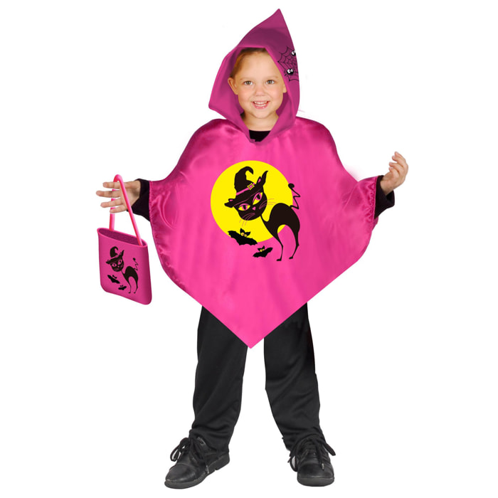 Baby Poncho Halloween Streghetta Con Borsetta Portadolci