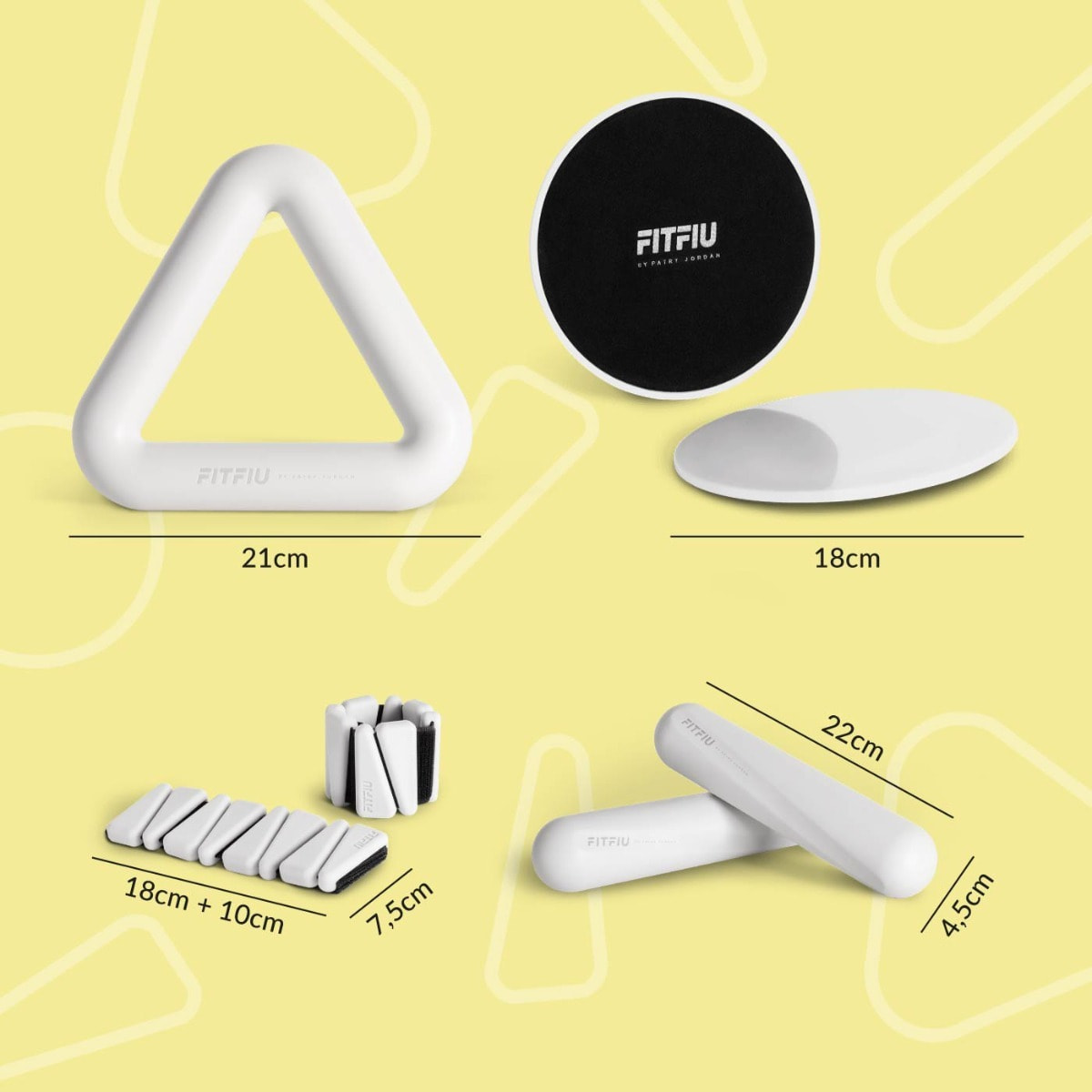 Kit Fitness 4 Accessoires avec Kettlebell, Haltères, Poignets de Musculation, Disques et Bande Élastique