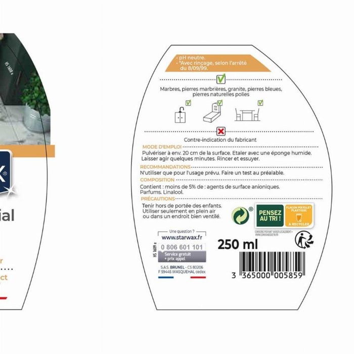 Nettoyant STARWAX Marbre et pierres - Pulvérisateur 250 ml - 585