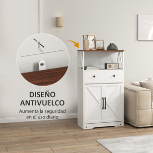Aparador de Salón Armario Multiusos con Estantes Cajones Puertas Granero Aparador para Cocina Dormitorio 60x31x108 cm Blanco