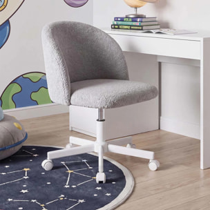 Silla de escritorio tapizada en borreguito gris claro 76-89,5 cm Candy Gris claro