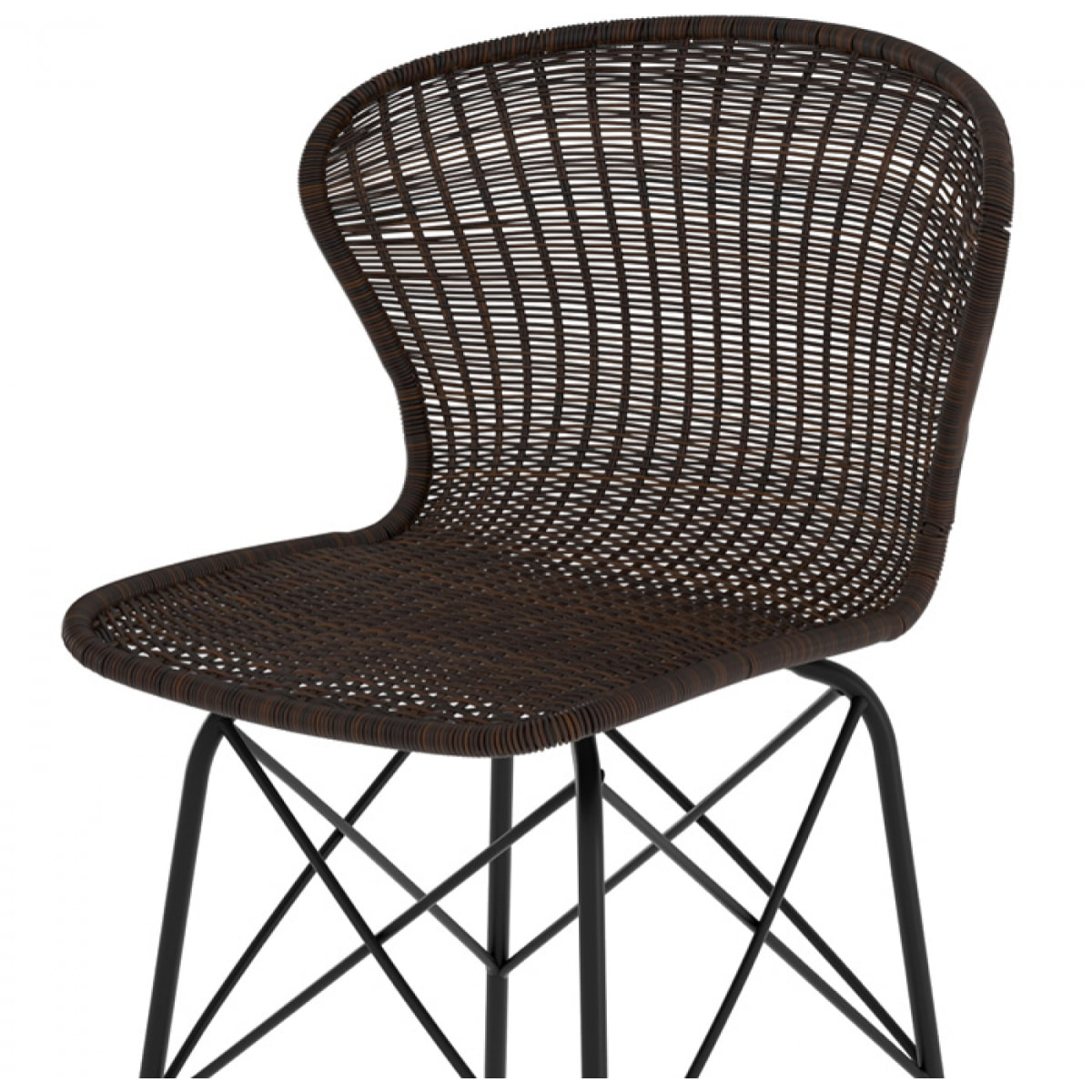 Lot de 2 chaises pour îlot central 63 cm en résine tressée marron - Palma