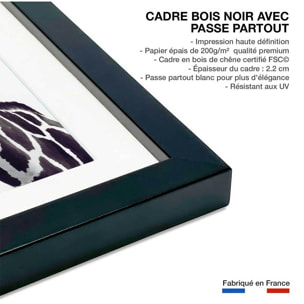 Affiche enfant girafe noire  Affiche + cadre en bois - Noir