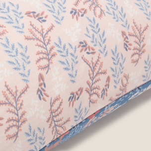 Funda cojín flores reversible Vanity color azul 100% Algodón percal