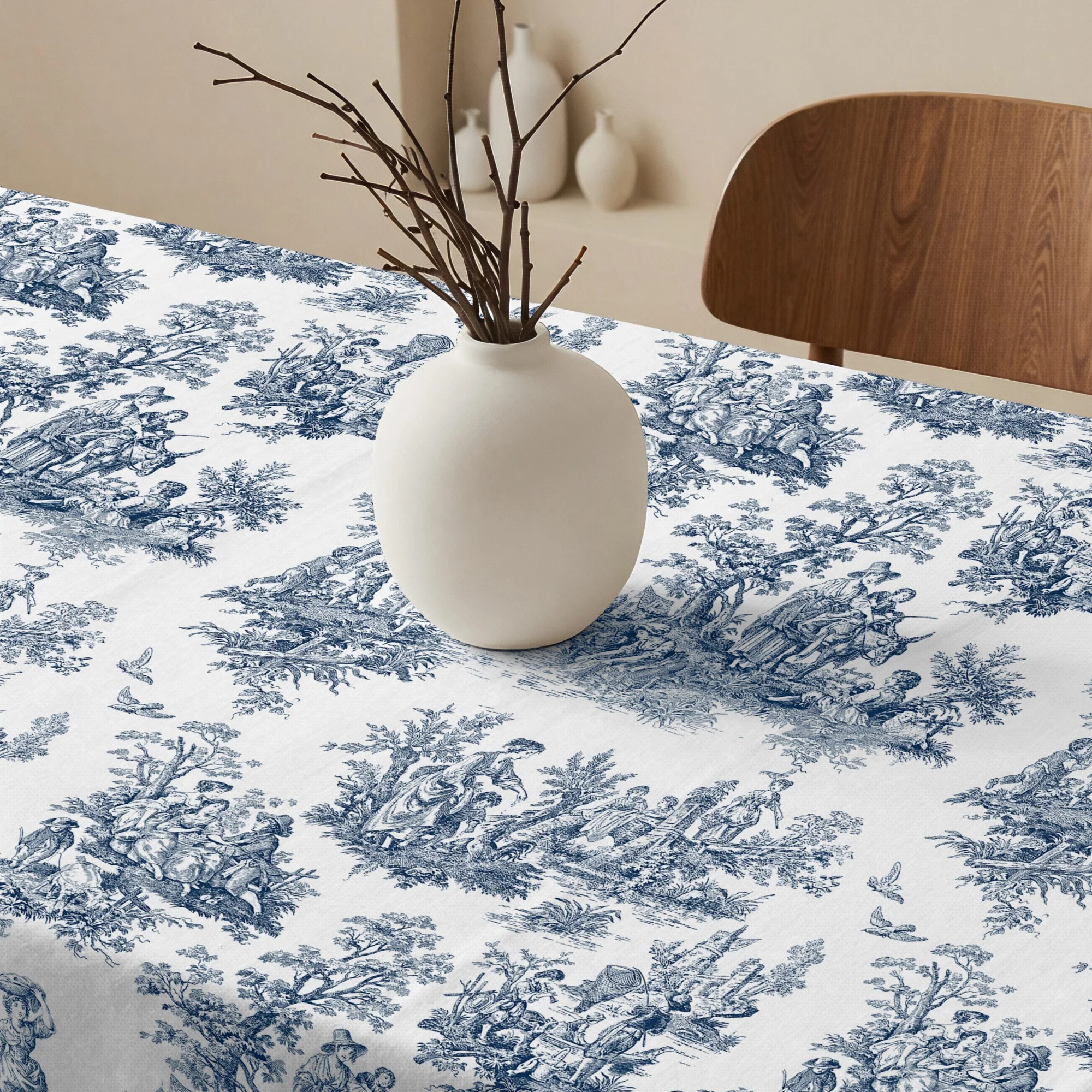 Nappe anti-taches 100% coton Paulo Blue
