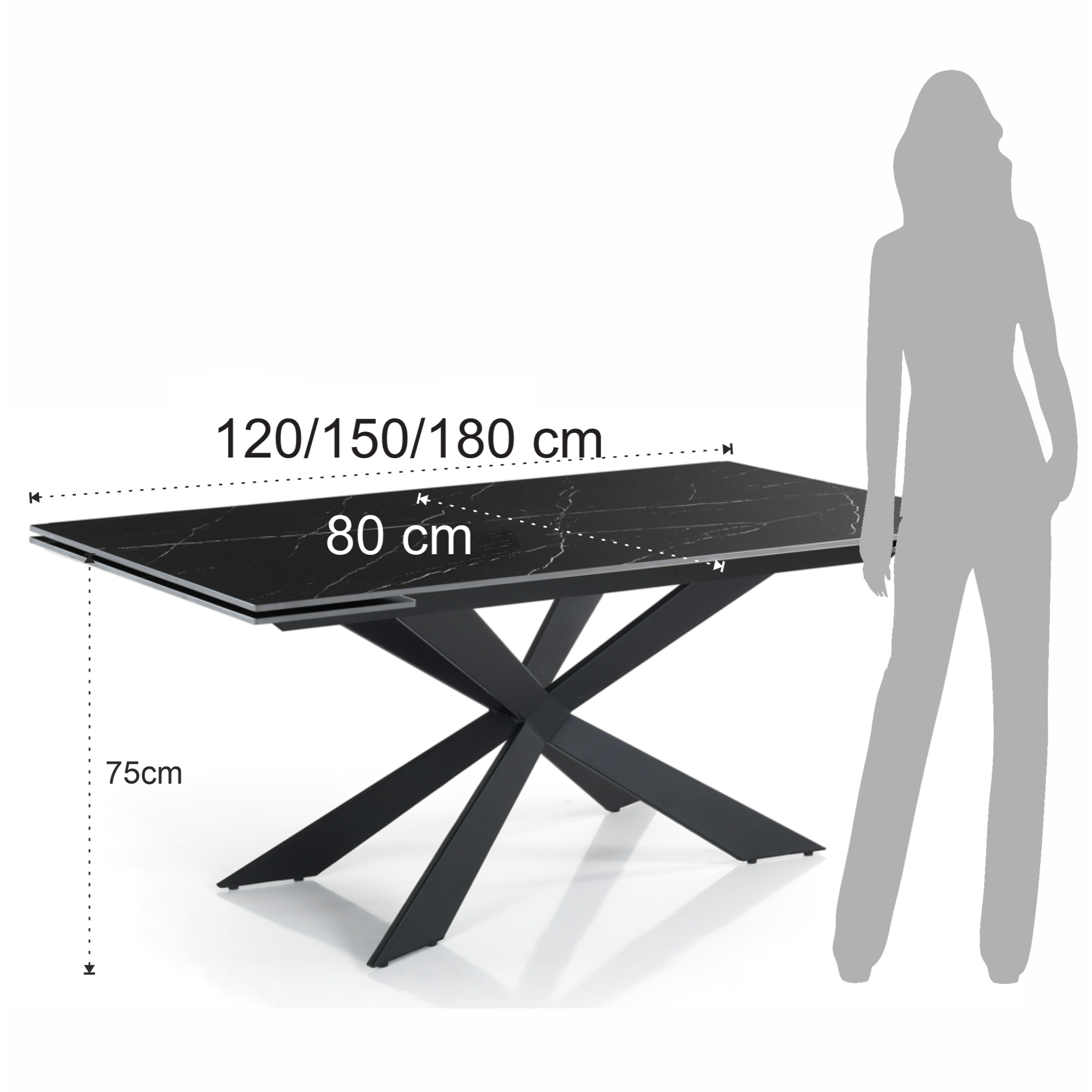 Oresteluchetta Tavolo allungabile WARD 120 BLACK MARBLE - BLACK
