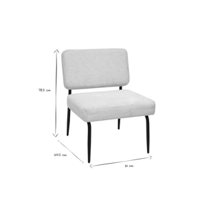 Fauteuil en tissu chenille beige et métal noir VEDANA