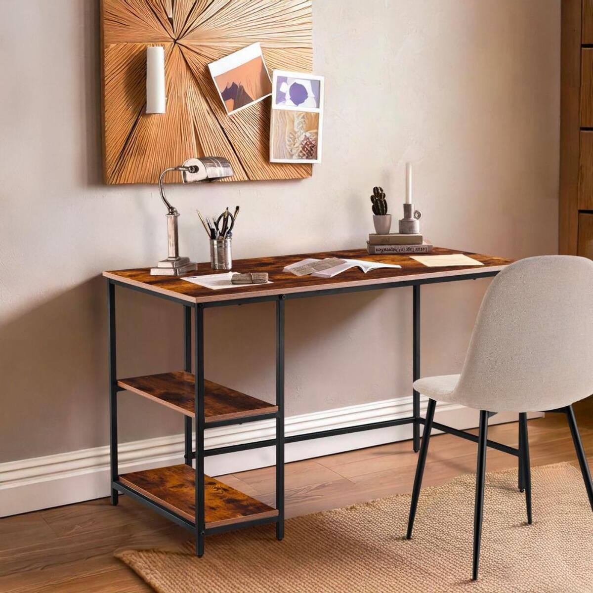 Scrivania moderna industrial con 2 ripiani 120x60x75 cm - Tyler