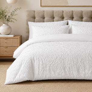 Parure housse de couette 100% microfibre jacquard organique végétal blanc - FOLIA