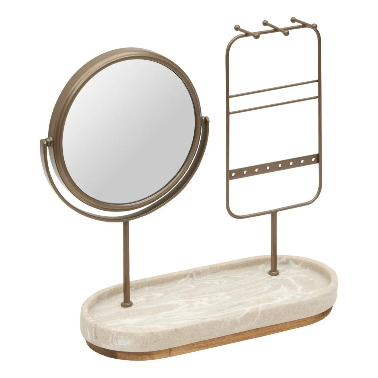 Miroir de beauté porte-bijoux Come ovale 25,5x27cm beige