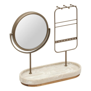 Miroir de beauté porte-bijoux Come ovale 25,5x27cm beige