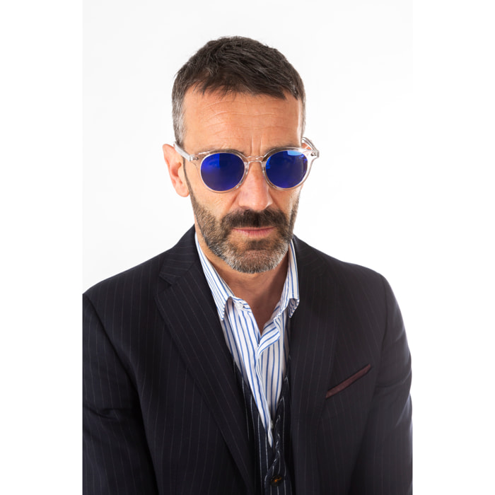 Gafas de sol OCEAN HONFLEUR - Blanco transparente brillante / Revo azul