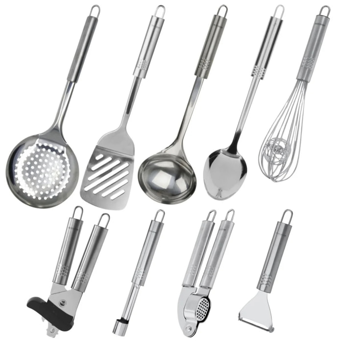 Ensemble de 9 ustensiles de cuisine inox Fackelmann Ovale