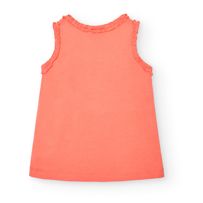 Camiseta de nadó niña estampada, tirantes, naranja
