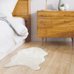 Tapis Imitation Fourrure Poil Fin Ecru 60x90cm