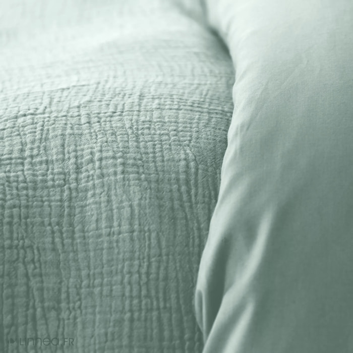 Parure Housse De Couette 100% gaze De Coton Amande