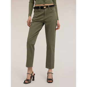 Motivi - Pantalón modelo carrot Rianne de algodón - Verde militare