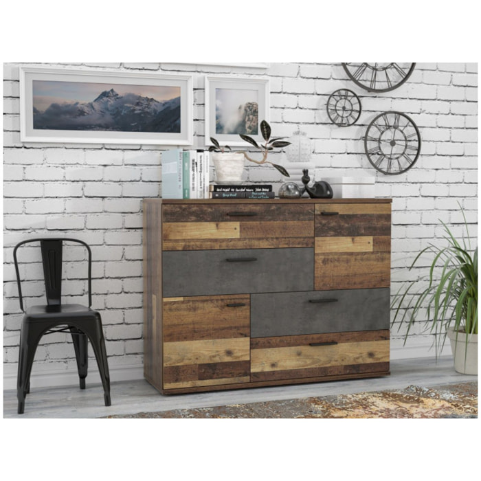 Commode 2 portes 4 tiroirs en bois - 5 coloris - SKY