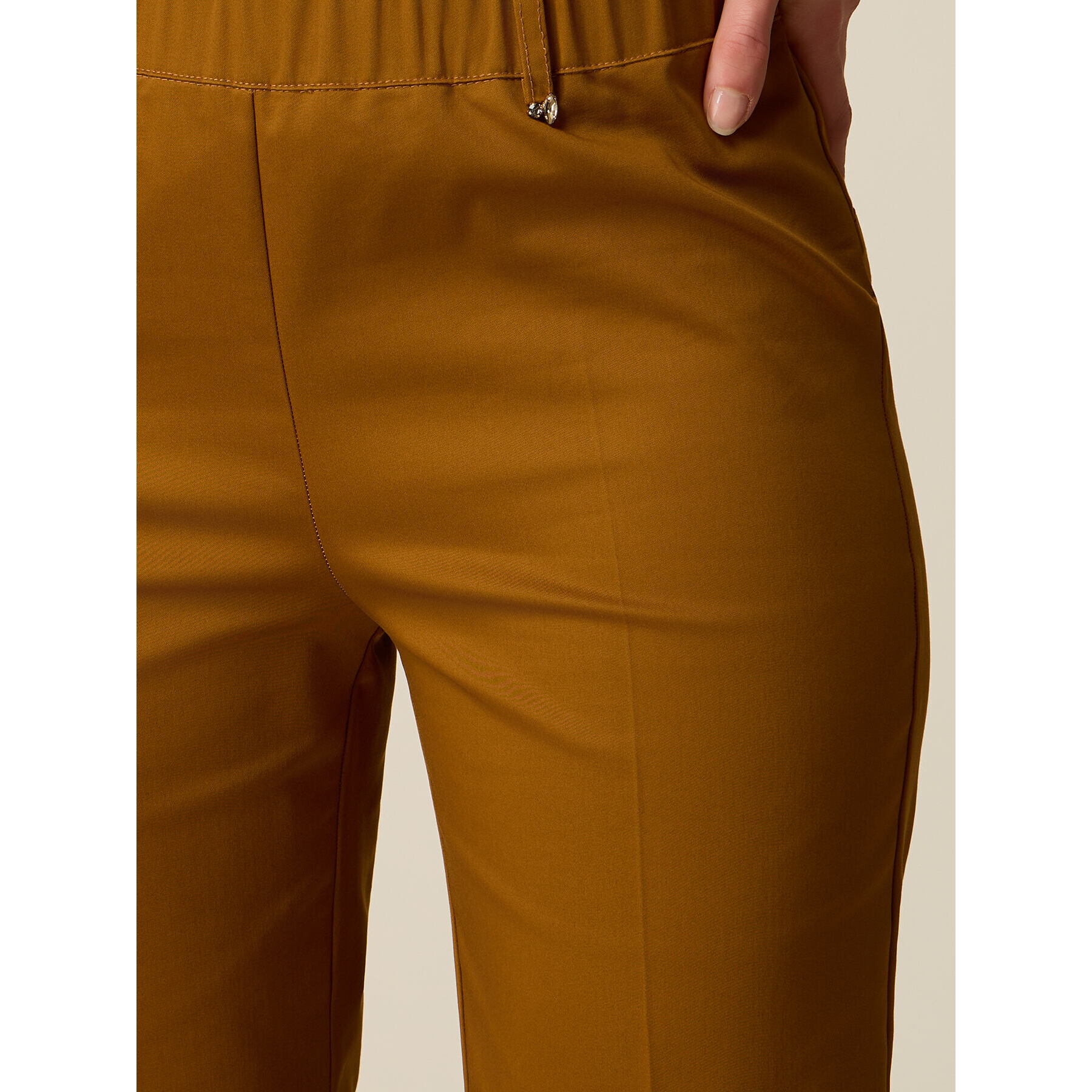 Oltre - Pantalones cropped de mezcla de algodón - Marrón