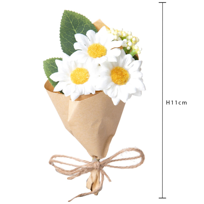 Mini Bouquet Margherite 11 Cm - Pezzi 12 - 5X11X5cm - Colore: Bianco - Bianchi Dino - Fiori Artificiali