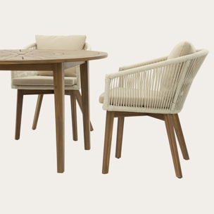 Ensemble de table et chaises de jardin Nera-nova -bois massif d'acacia-couleur naturel 120 x 75 x 120 cm