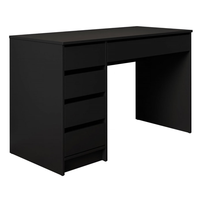 Bureau en bois 5 tiroirs "Malika" - 120 x 75 x 55 cm - Noir