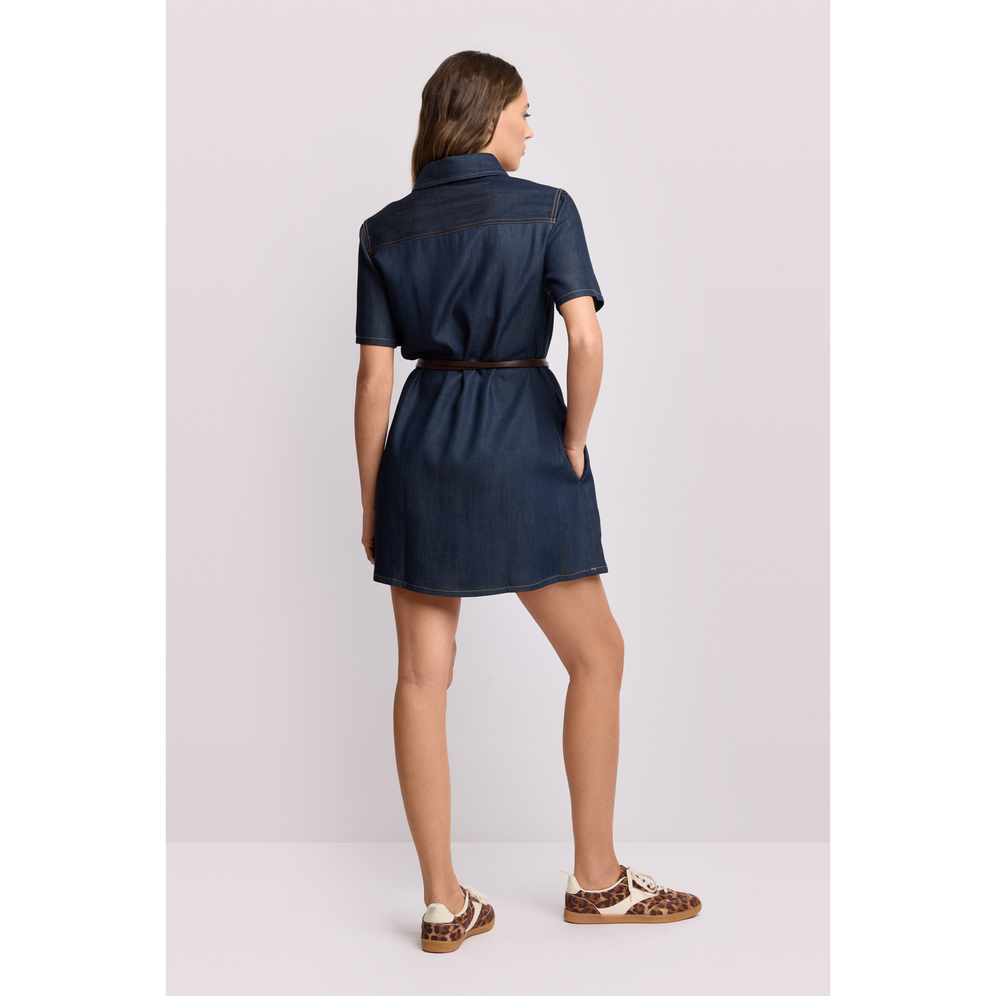 Kocca - Shirt dress con cintura Donna, Tinta unita, Colletto di camicia