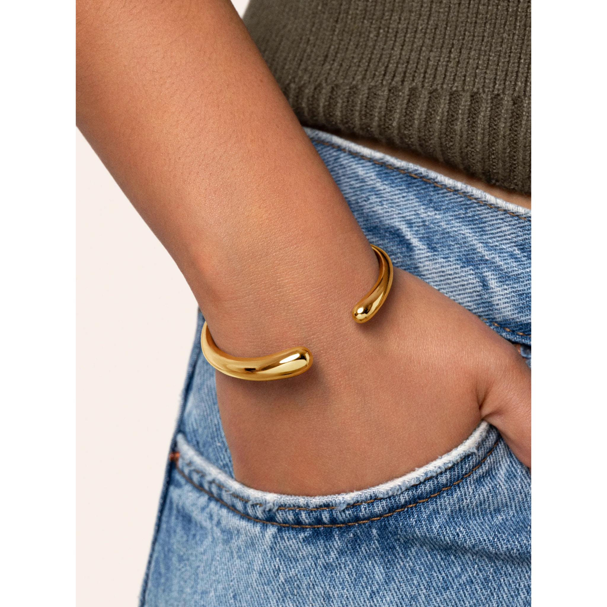 Brazalete Gota Acero Baño Oro