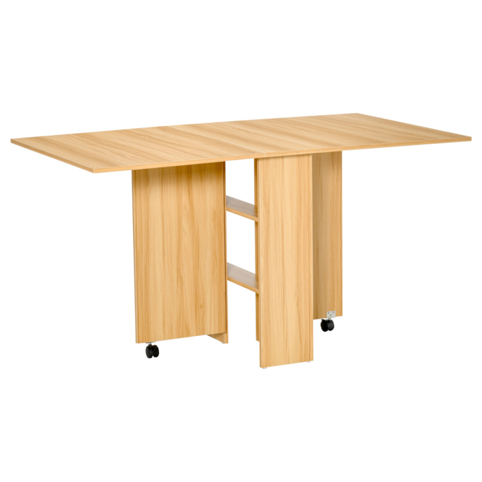 Mesa Plegable con Ruedas para Comedor 140x80x74cm Madera