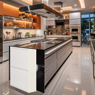 Well home - cubo de basura y reciclaje metálico de 4 compartimentos, 4x17l (68l) blanco mate