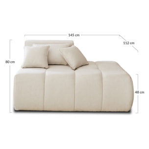 Caracas - module d'assise droit - en tissu - Gris