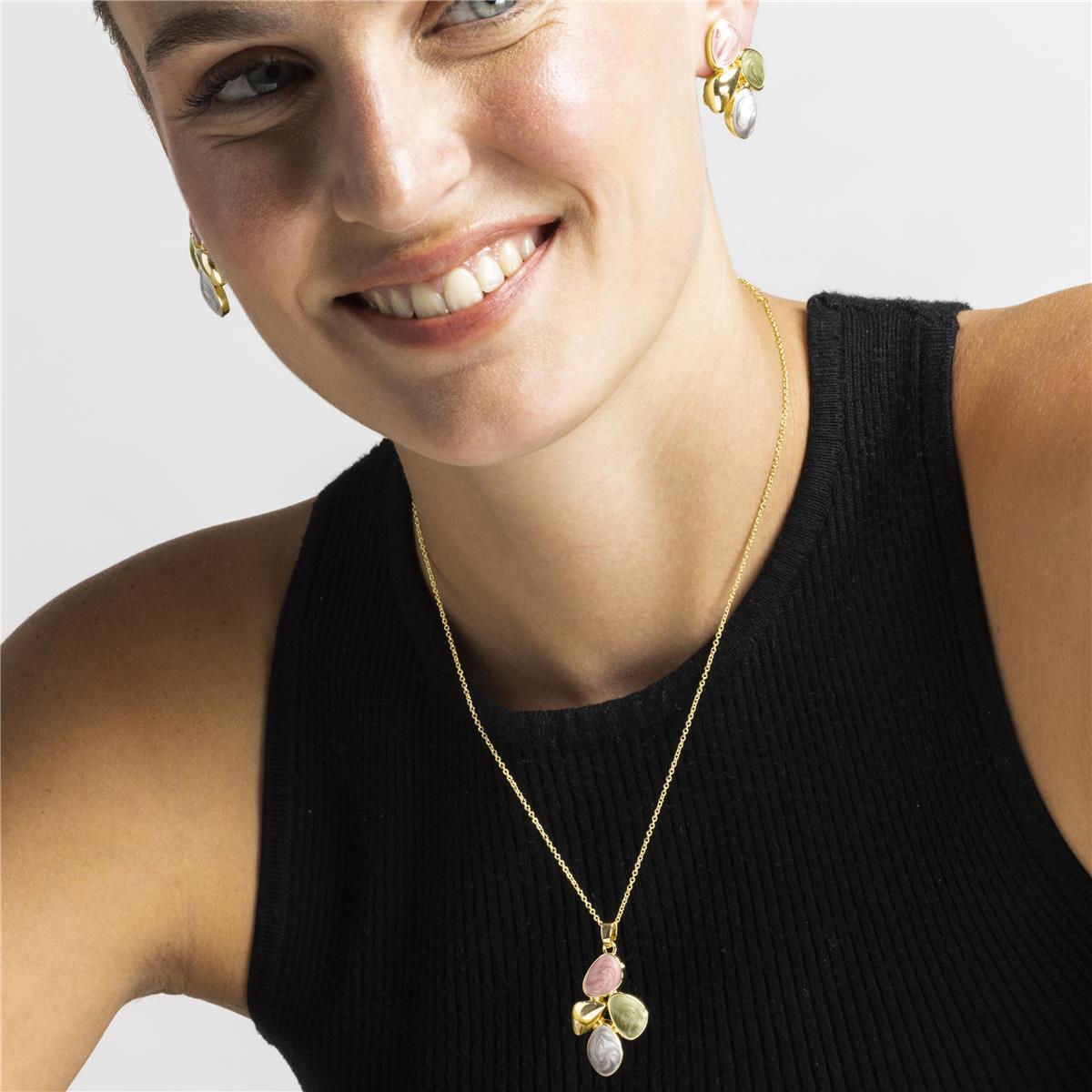 Collar con Lacado Multicolor acabado oro 18k