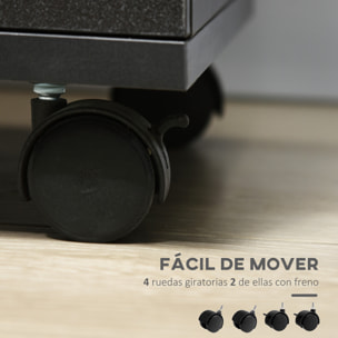 Cajonera de Escritorio con 3 Cajones, Cajonera de Oficina con Ruedas, Cerradura, 2 Llaves, Archivador Móvil, para Estudio, Salón, 40x40x61,5 cm, Negro