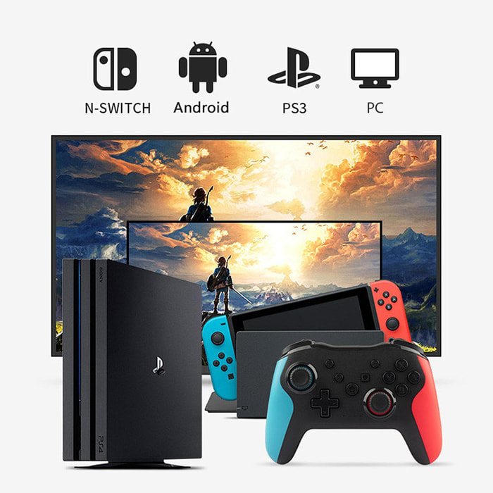 Controller wireless Bluetooth Compatibile con N-Switch/PS3/PC/telefono Android/piattaforma Android TV.