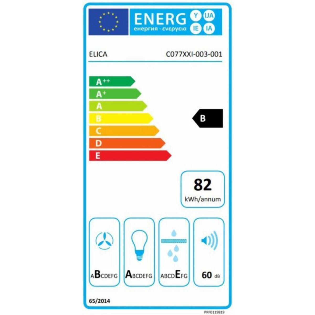 Hotte décorative murale inclinée ELICA SHIRE BL/A/60