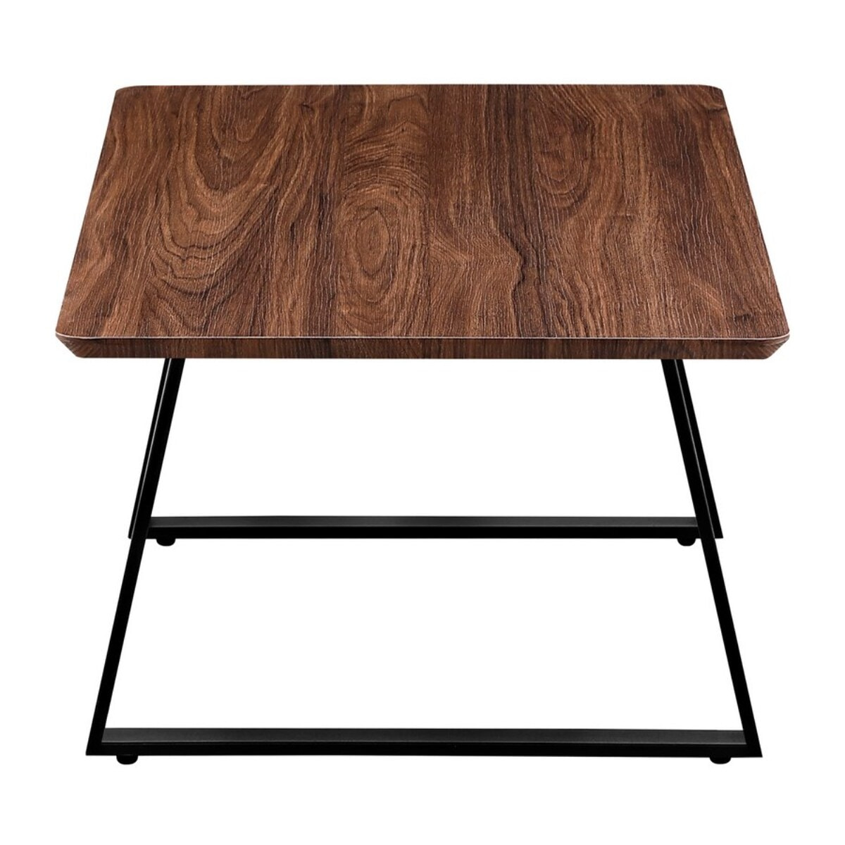 Tavolino salotto basso noce stile industrial con gambe nere 80x50x35 cm - Henry