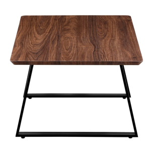 Tavolino salotto basso noce stile industrial con gambe nere 80x50x35 cm - Henry