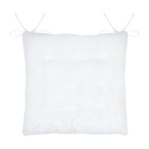 Galette de chaise imitation fourrure - Blanc