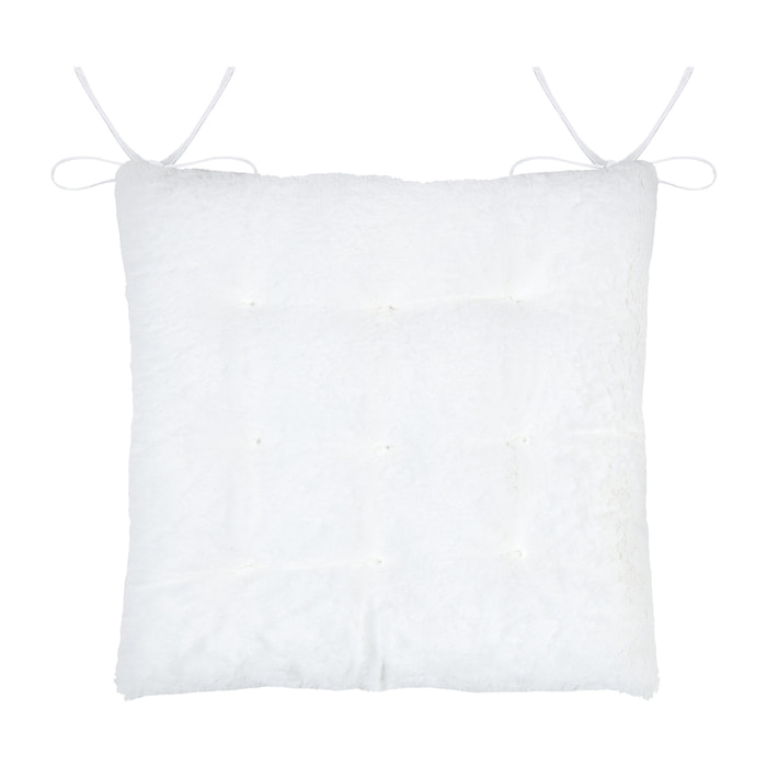 Galette de chaise imitation fourrure - Blanc