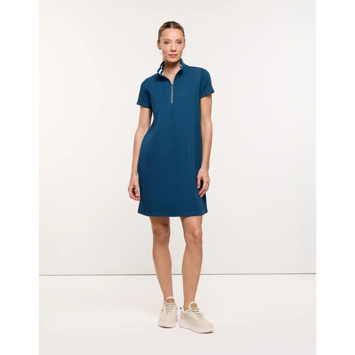 Vestido Corto de Punto Piqué Azul - Tanama