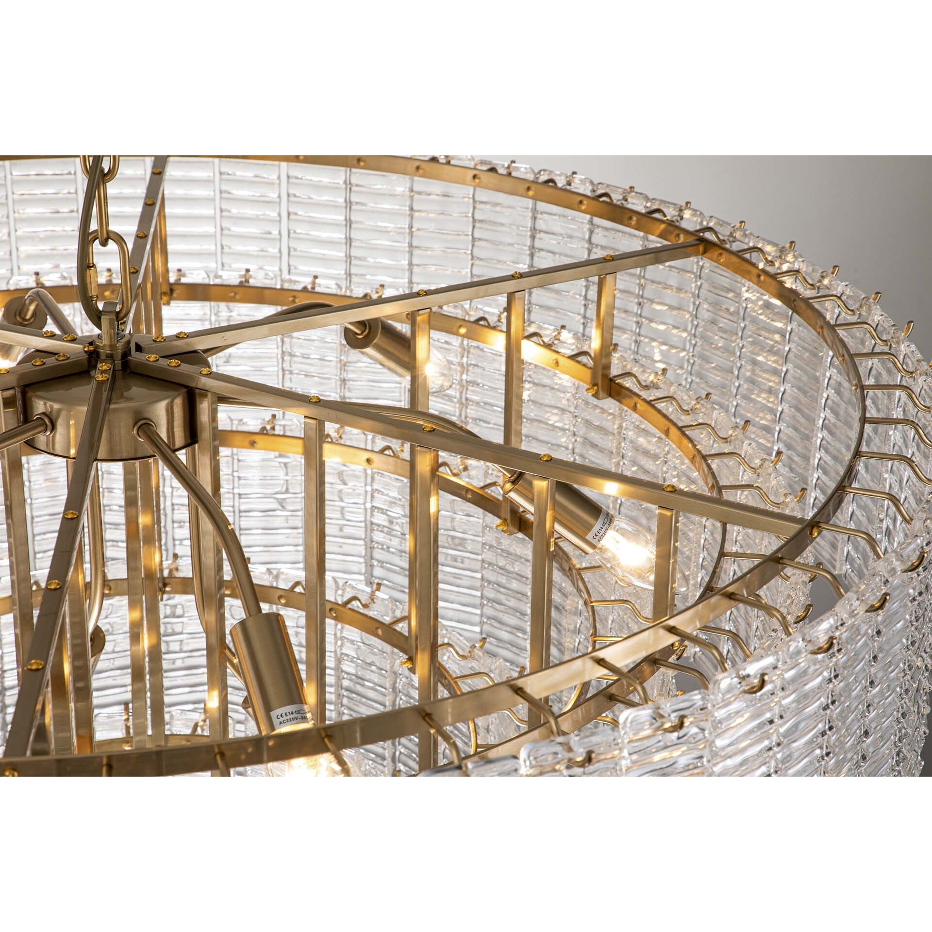 Lampara Techo Cristal Metal Dorado 102x102x64 Cm