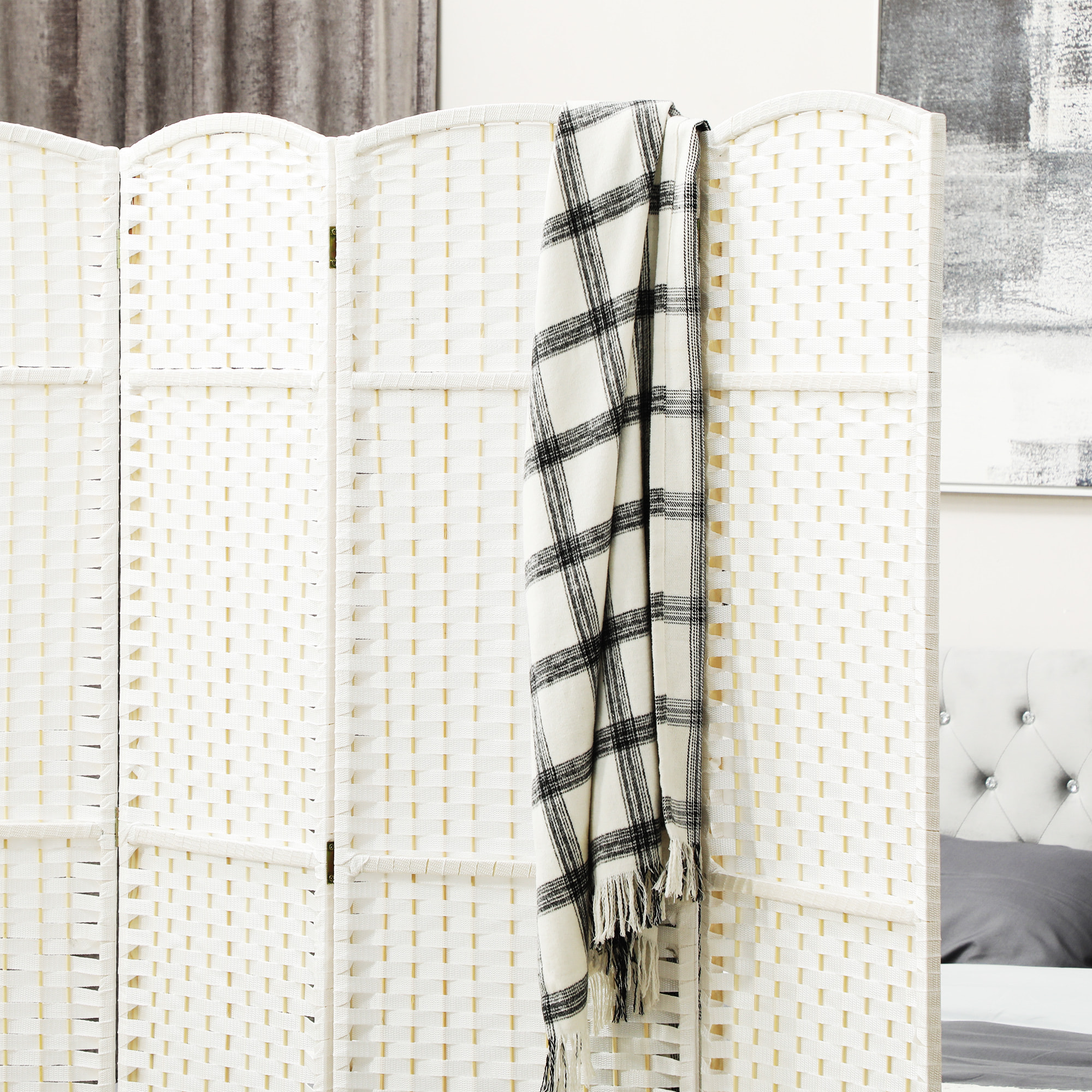 Biombo de 4 Paneles Separador de Ambientes Plegable 160x170 cm Biombo Separador de Ambientes para Salón Dormitorio Oficina