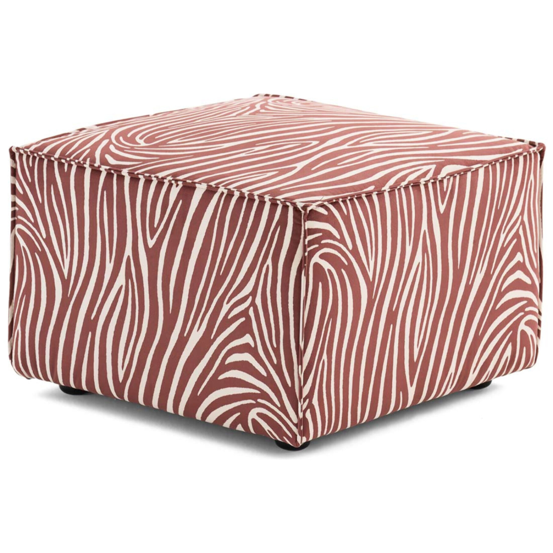Arty - pouf zèbre en velours - Marron / Blanc
