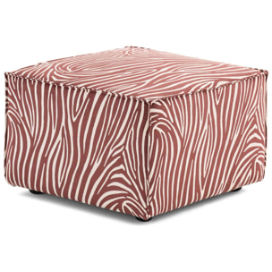 Arty - pouf zèbre en velours - Marron / Blanc