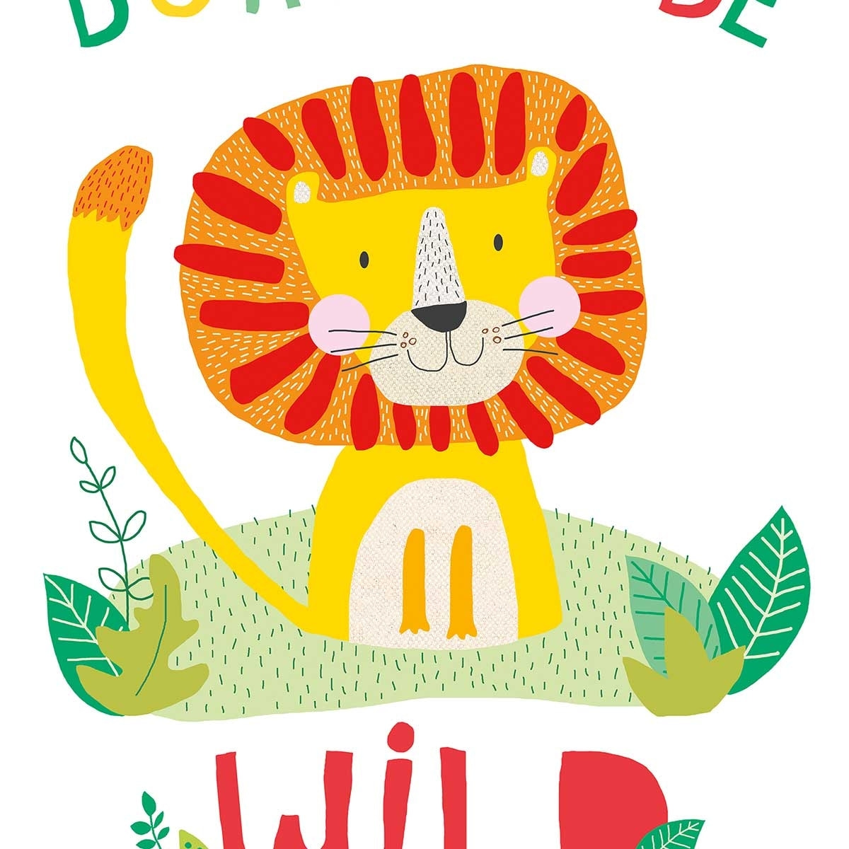 Affiche enfant lion born to be wild Affiche sous cadre bois