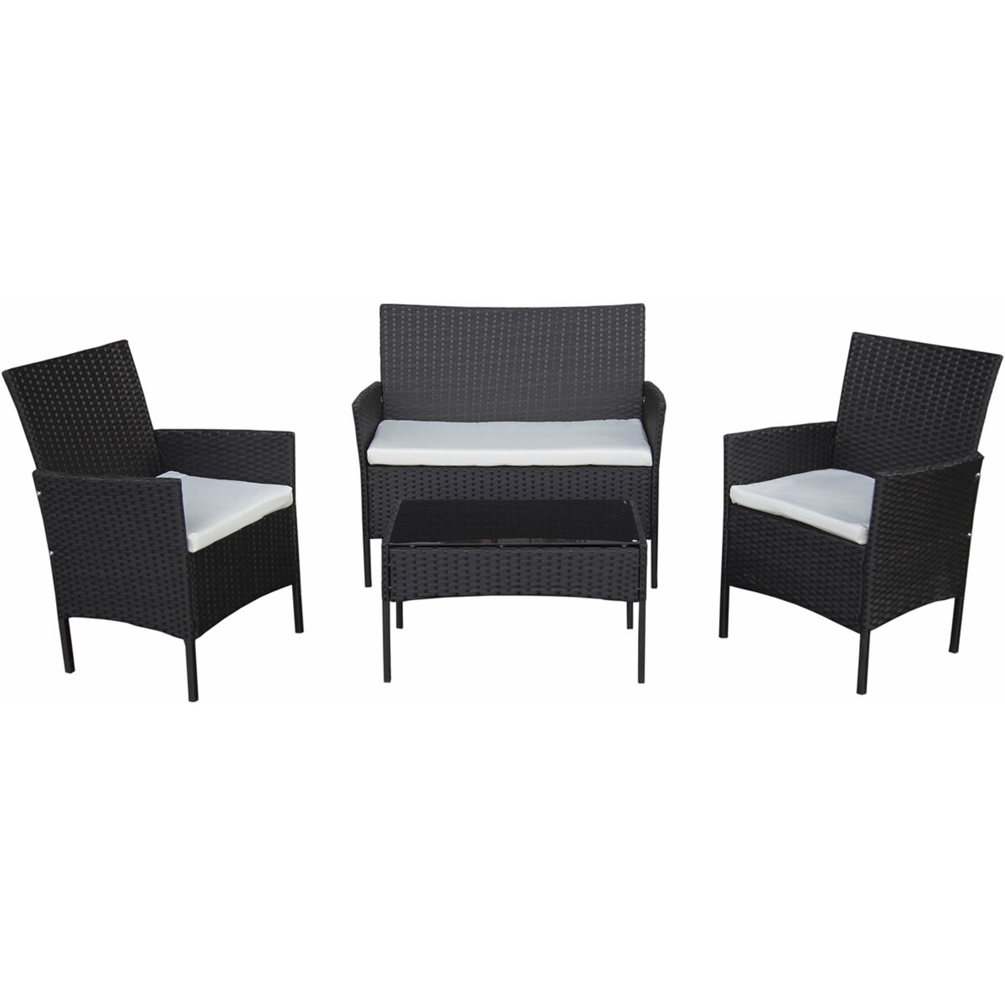 Salon de jardin en résine tressée "Toronto" - 4 places - Noir
